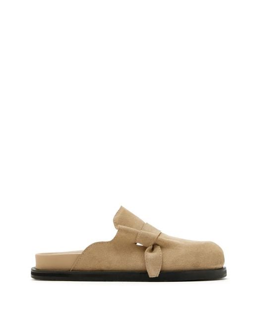 Yuzefi White Knotted Suede Mules
