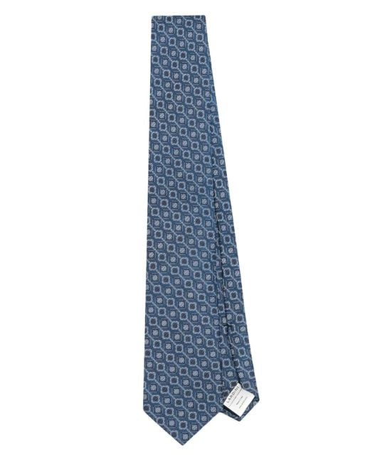 Lardini Blue Patterned-Jacquard Silk Tie for men