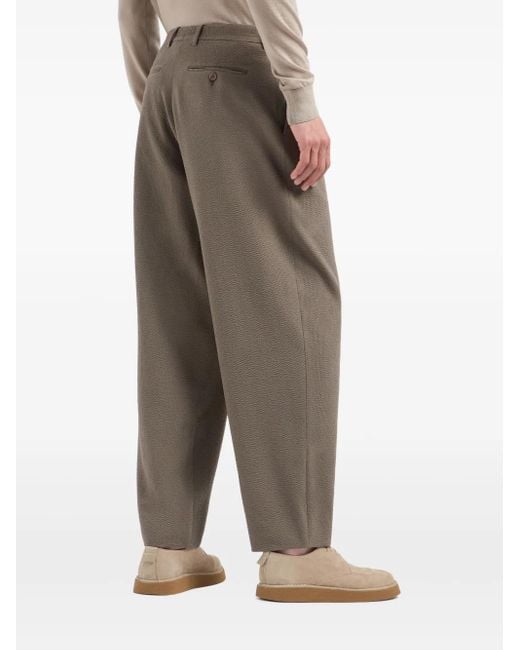 Giorgio Armani Brown Pleat-Detail Trousers for men