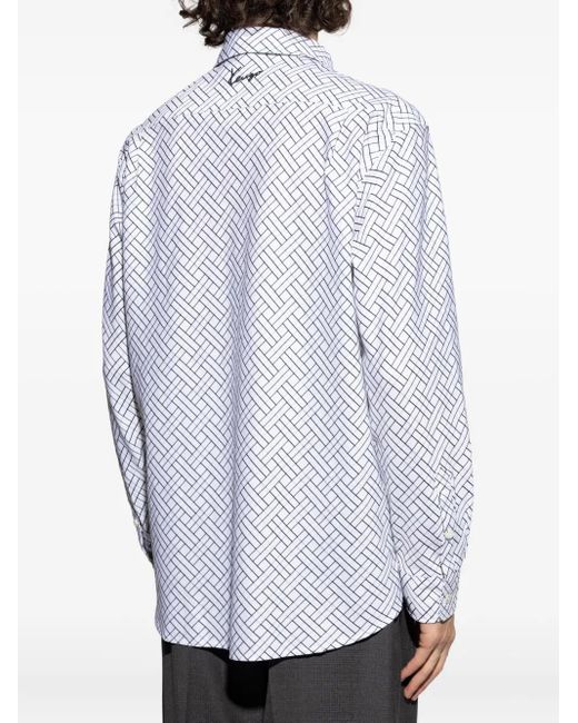 KENZO White Geometric-Pattern Shirt for men