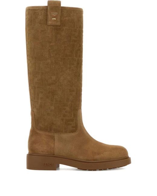 Fendi Brown Kniehohe Stiefel aus Wildleder