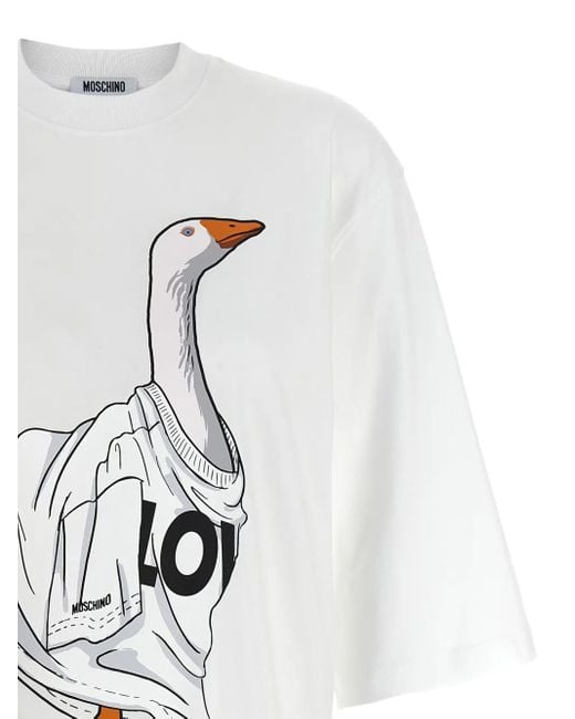 Moschino White Front Print T-Shirt