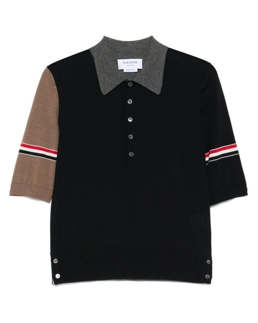 Polo con detalle de rayas RWB Thom Browne de hombre de color Black