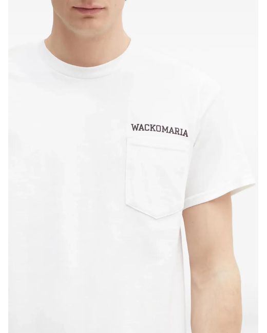 Wacko Maria White X Keith Haring Graphic-Print Pocket T-Shirt for men
