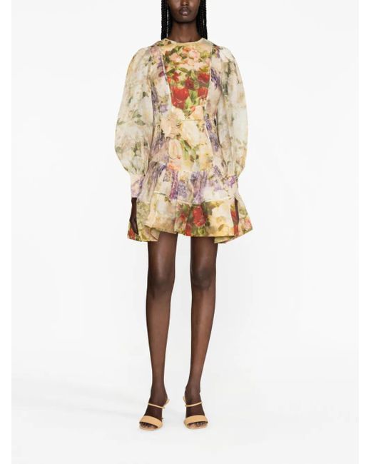 Zimmermann Metallic Sensory Flip Linen-silk Minidress