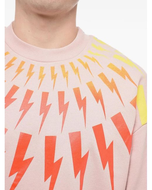 Neil Barrett Pink Fair-Isle Thunderbolt-Print Sweater for men