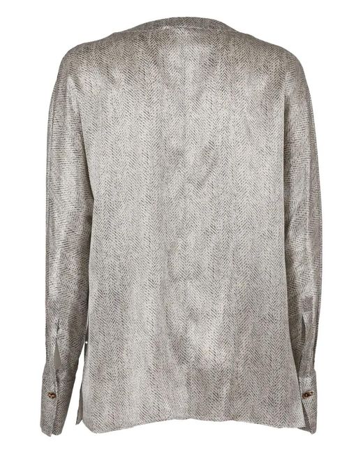 Antonelli Gray Chain-Detail Patterned Top