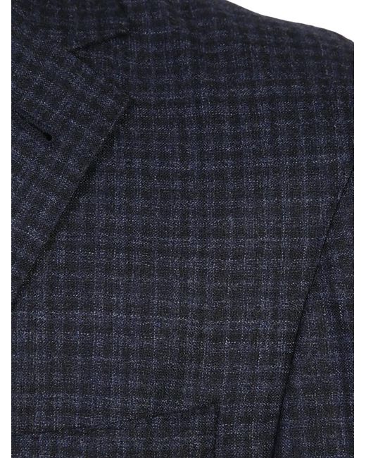 Corneliani Blue Checked Wool Blazer for men