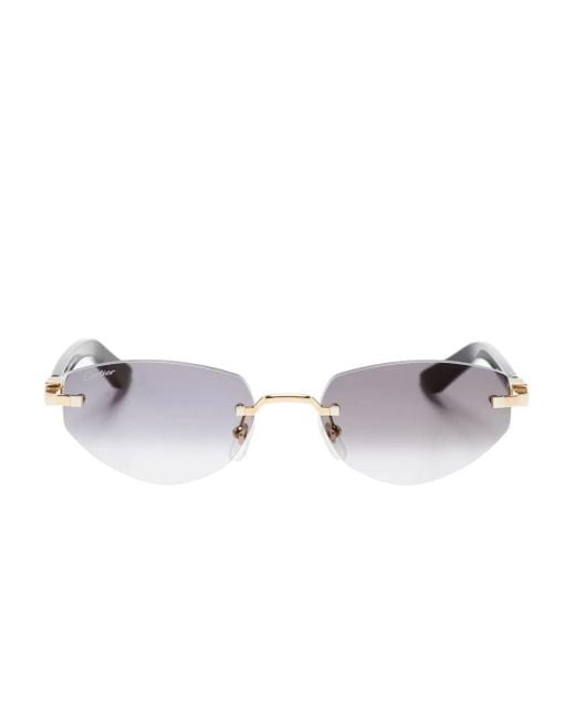 Cartier Black Geometric-Frame Sunglasses