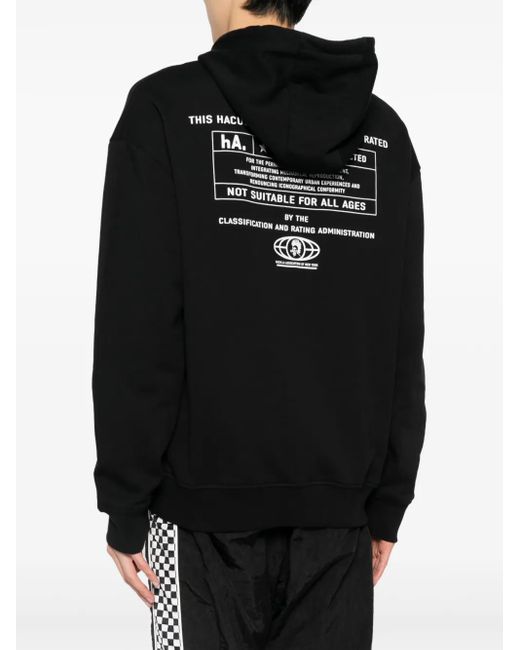 Haculla Black Matilda-Print Cotton Hoodie for men