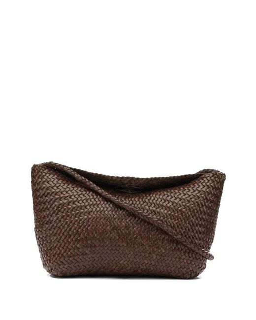 Dragon Diffusion Brown Corsina Woven Leather Shoulder Bag