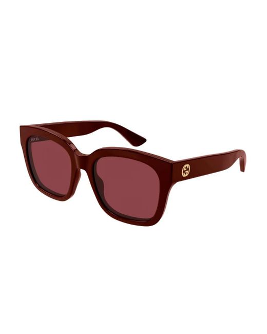 Gucci Red Square-Frame Sunglasses