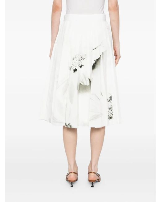 Tory Burch White Graphic-Print Skirt