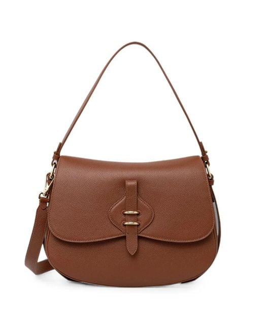 Coccinelle Brown Grainy Leather Shoulder Bag