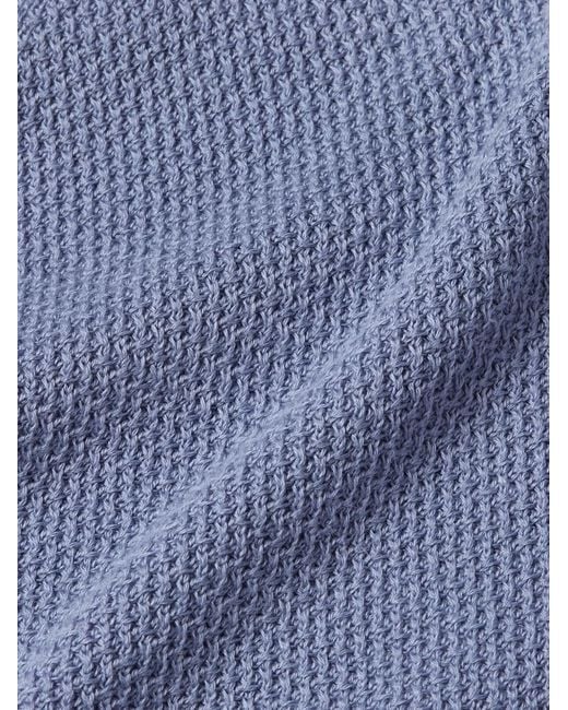 Zegna Blue Reguther Fit Jacquard Knit Polo With Short Sleeves for men