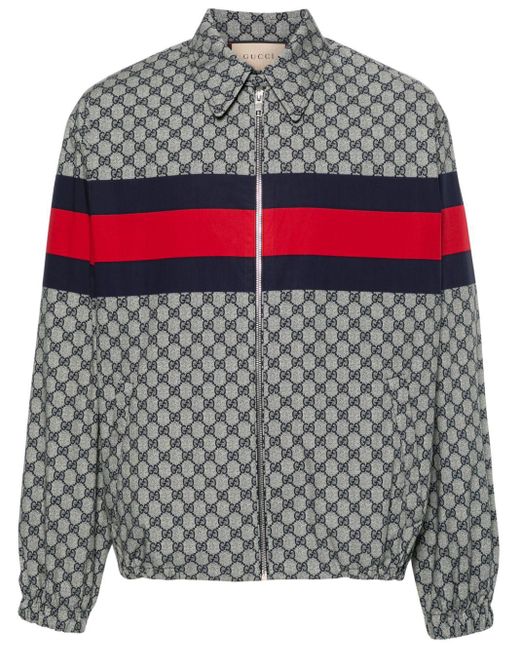 Gucci Gray GG-print Cotton Bomber Jacket for men