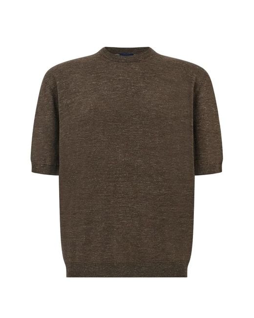Paul & Shark Brown Fine-Knit Short-Sleeve T-Shirt for men
