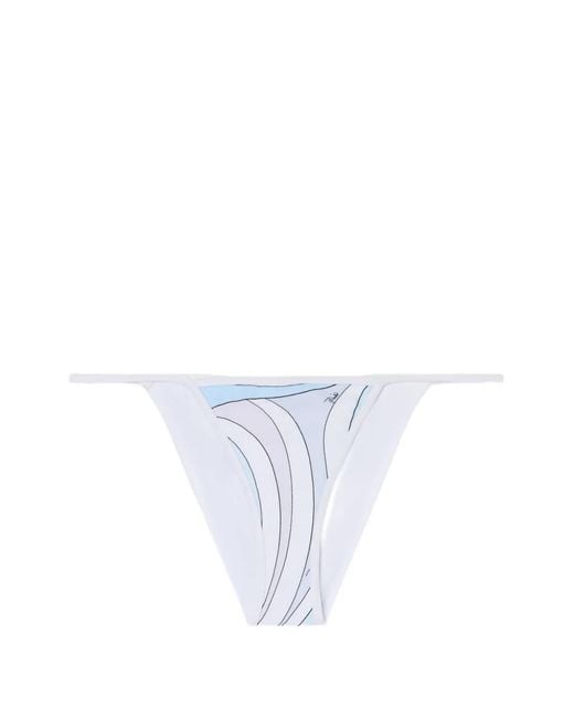 Emilio Pucci White Marmo-Print Bikini Bottoms