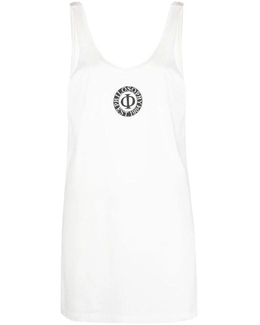 Philosophy Di Lorenzo Serafini White Logo-Print Cotton Tank Top