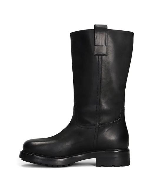 strategia shoes Black Pull-Tab Leather Boots