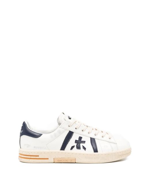 Premiata White Russell Logo-Patch Sneakers for men