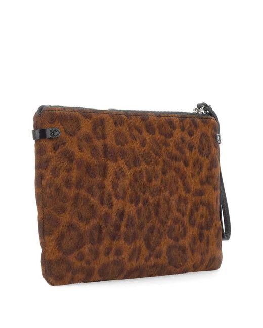 Gianni Chiarini Brown Hermy Animalier-Print Clutch Bag