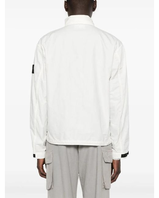 Stone Island White Jacket Organic Look Nylon Panama-Tc for men