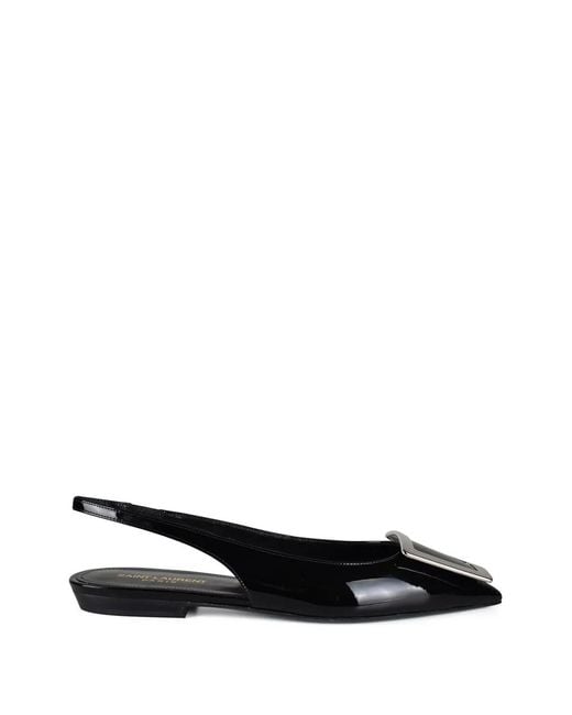 Saint Laurent Black Maxine Metal-Ornament Ballet Flats