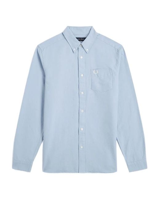 Fred Perry Blue Logo-Embroidered Button-Down Shirt for men