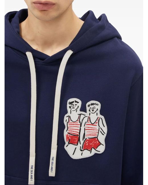 MSGM Blue Patch-Detail Hoodie for men