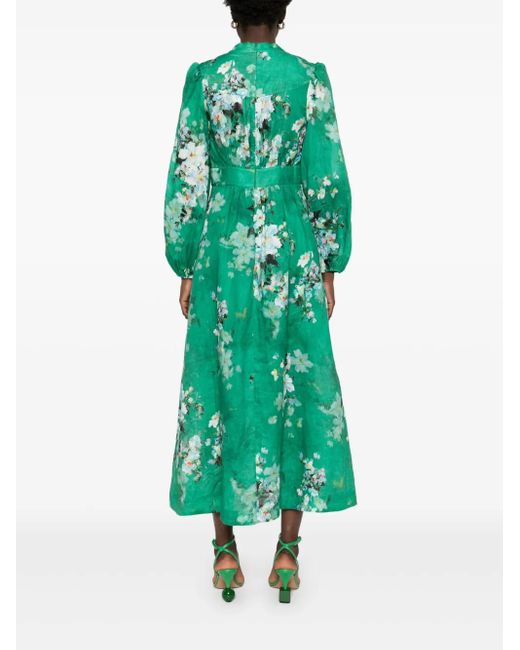 zimmerman green dress Pleated tiered twill puff sleeve Item No. Zimmermann Everley Plunge Midi Dress