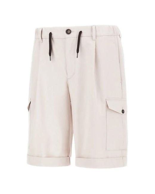 Herno White Drawstring Cargo Shorts for men
