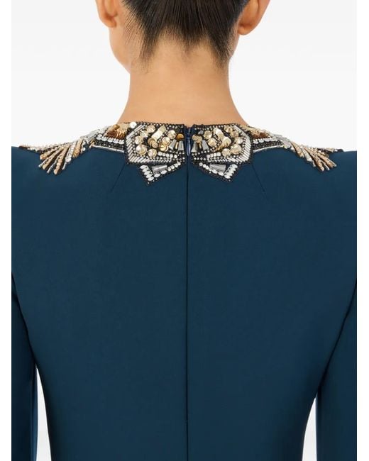 Jenny Packham Blue Ice Cascade Embellished Dress