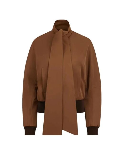 Nina Ricci Brown Scarf-Detail Ottoman Fitted Jacket