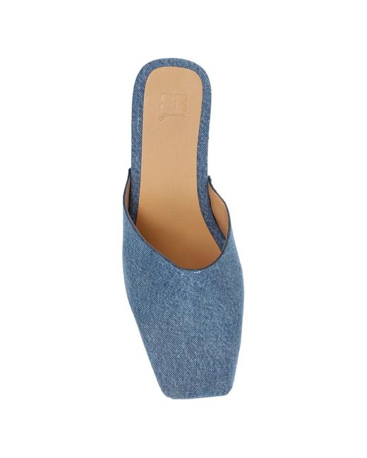 Ganni Blue Studded Mules