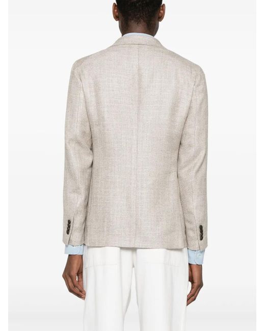 Tagliatore Natural Tailored Herringbone Blazer With Two-Button Closure for men