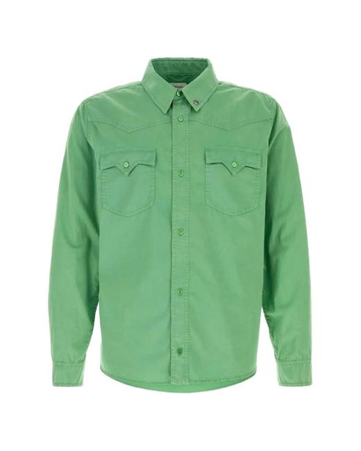 Versace Green Cotton Western Shirt for men