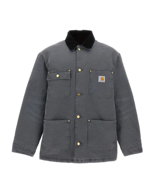 Carhartt Gray Corduroy-Collar Patch-Pocket Jacket for men