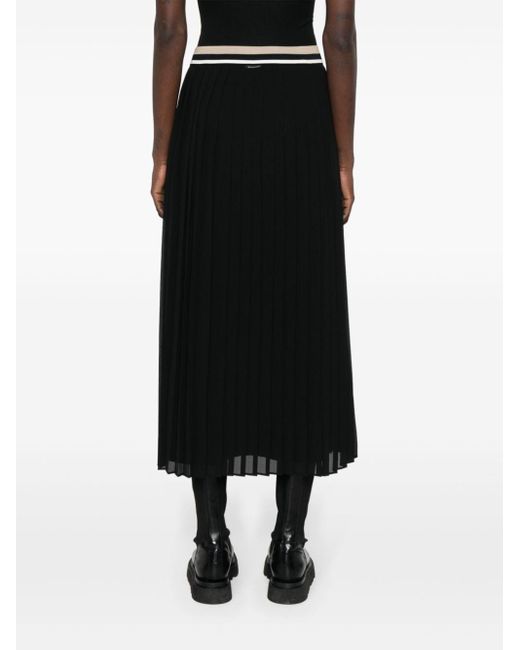 Moncler Black Georgette Pleated Skirt