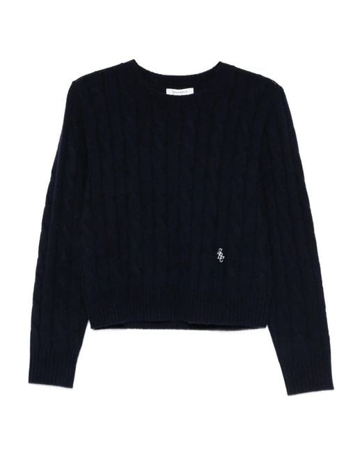 Pull En Maille Torsadée Sporty & Rich en coloris Blue