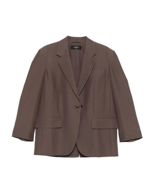 Weekend by Maxmara Brown Single-Button Dropped-Shoulder Blazer