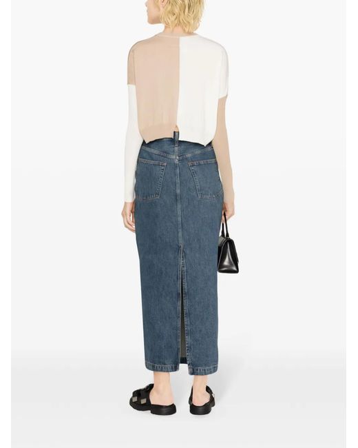 MM6 by Maison Margiela White Colour-Block Cropped Jumper