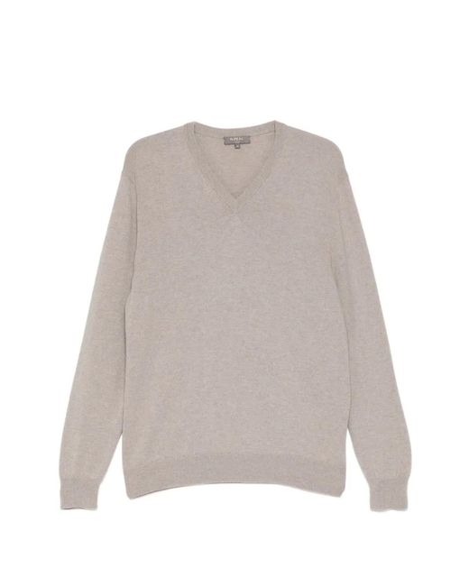N.Peal Cashmere White Burlington Sweater for men