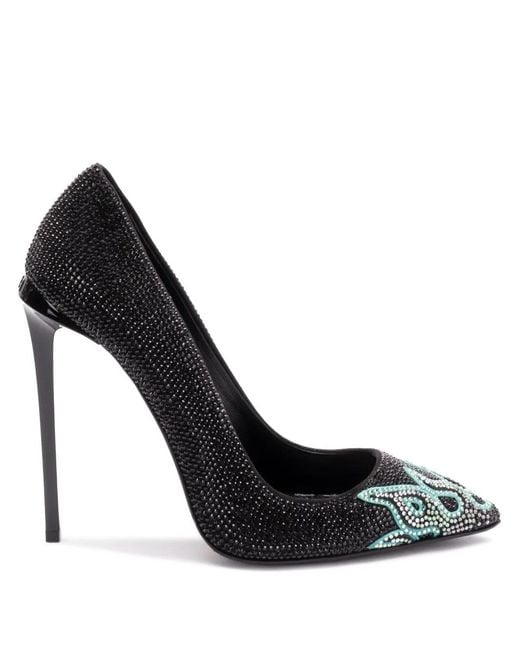 Philipp Plein Black 120Mm Flame-Embellished Pumps