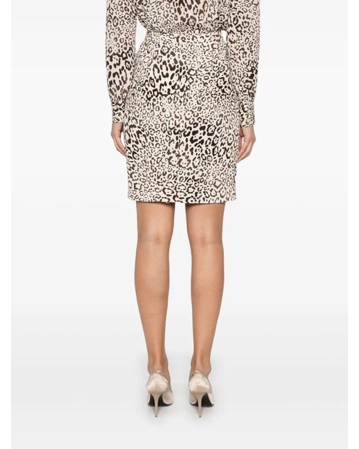 Alessandra Rich Black Leopard-Print Silk Mini Skirt