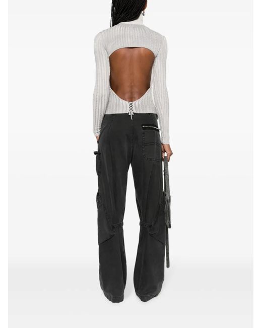 Paloma Wool White Open-Back Cable-Knit Jumper