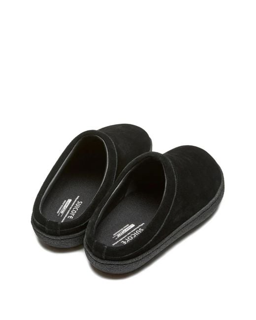 Suicoke Black Leather Slippers