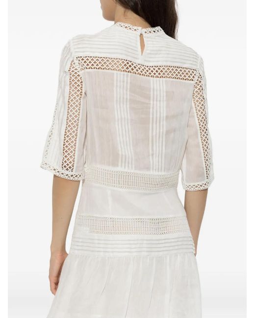 Isabel Marant White Paigee Crochet-Knit Panelled Mini Dress
