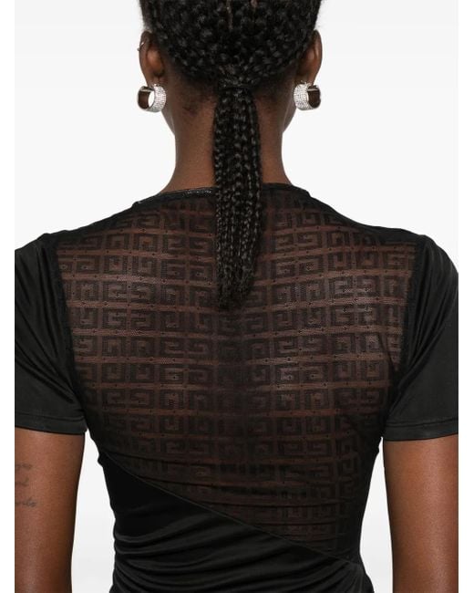 Givenchy Black 4G-Lace Draped Top