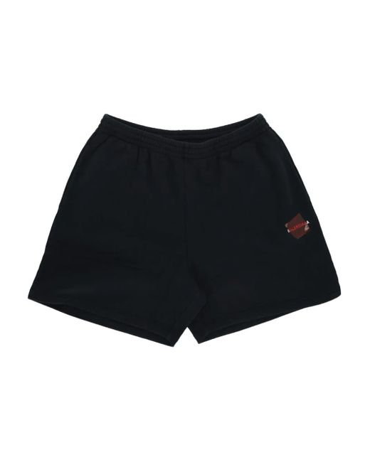 Balenciaga Black Logo-Print Track Shorts for men